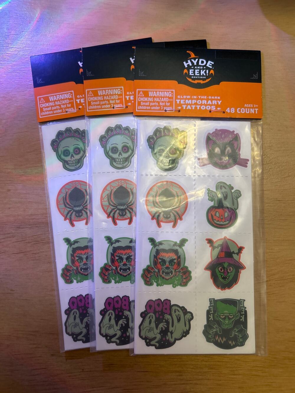 New Hyde and Eek 48pc Glow in the Dark Temporary Tattoos🩻🕷️Halloween Givys🎃👻